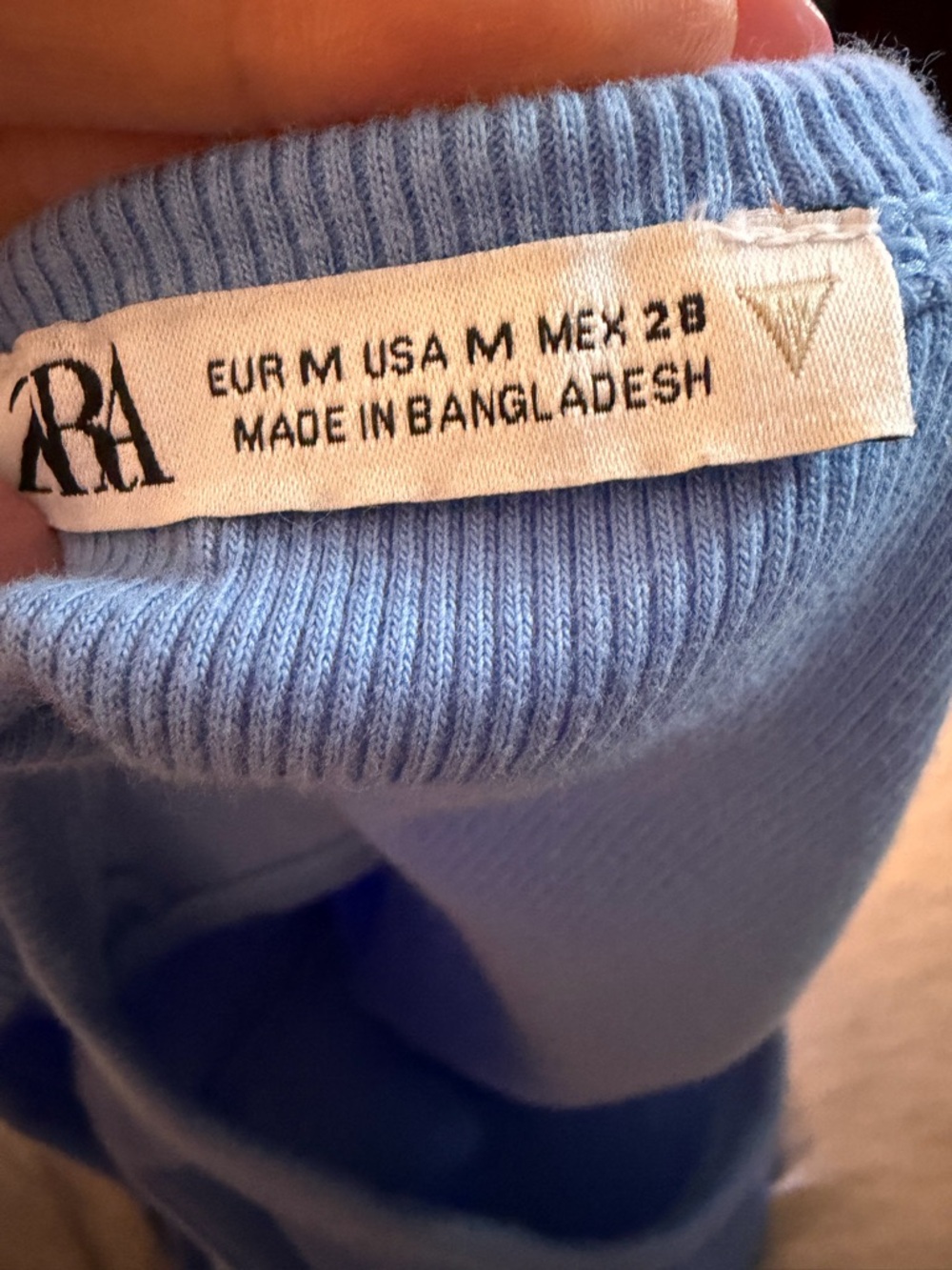 Zara Light Blue Ribbed Crop Tank - Picture 3 of 3